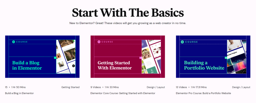 elementor start with the basics site